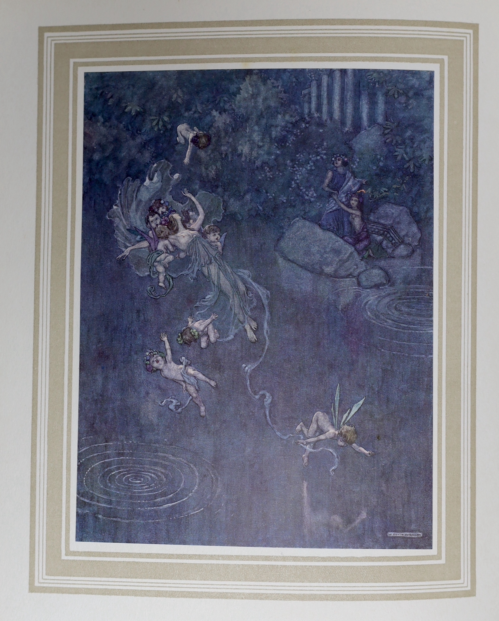 Shakespeare, William - A Midsummer-Night’s Dream, illustrated by W. Heath Robinson, 1st trade edition, 4to, original publishers light green pictorial boards, with 12 tissue-guarded tipped-in colour plates and 32 black an